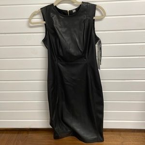 Calvin Klein faux leather black dress